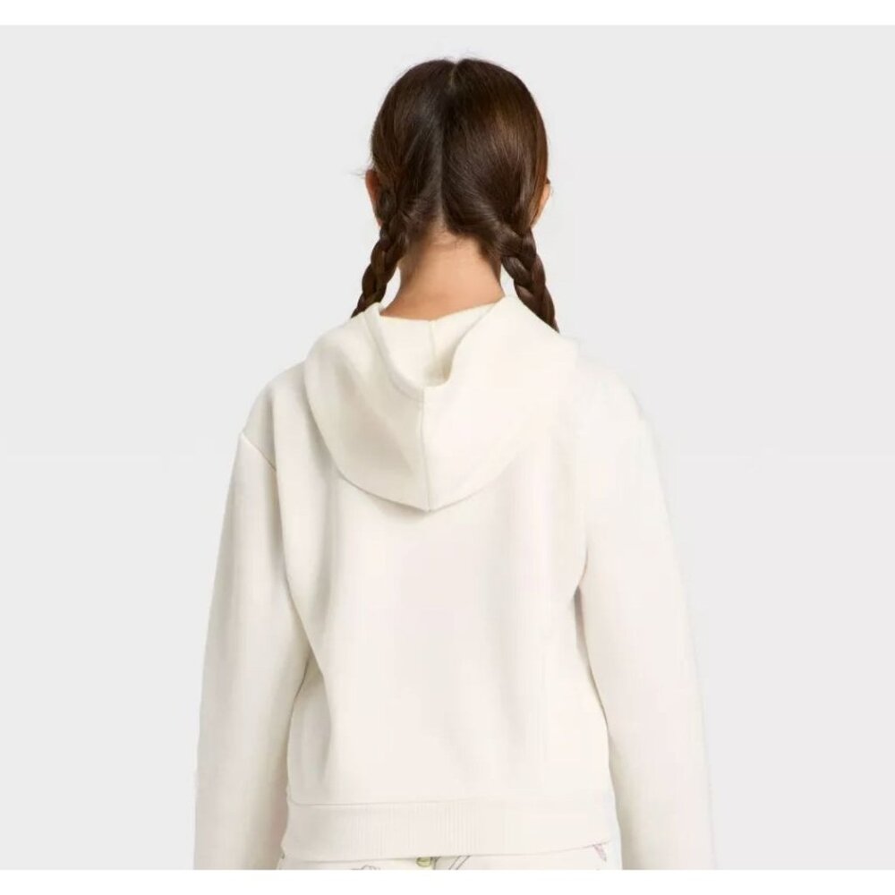 NWT Girls' Disney Bambi and Thumper Hooded Fleece Sweatshirt - Ivory MSRP $20 - Picture 4 of 6